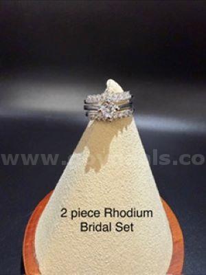 Rhodium Clad (Silver), Size 5 1/2, 2 Piece, CZ, Bridal Set
