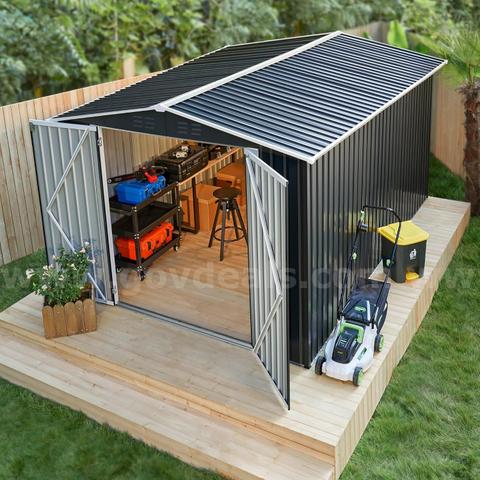 FREE SHIPPING NEW 8' x 12' Metal Outdoor Storage Shed with Lockable Door β Black