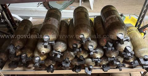 LOT OF APPROXIMATELY 30 SCRAP MSA AIR BOTTLES