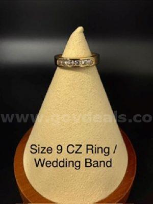 Gorgeous Size 9 1/2 ,CZ Wedding Band/Ring, 24k Real Gold Filled