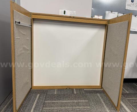 Large Wall-Mounted Wooden Whiteboard Cabinet with Fabric Tack Boards