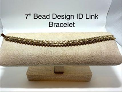 Beautiful, Ladies, 7 Inch, Beaded Design ID Link Bracelet, Real 24k Gold Filled