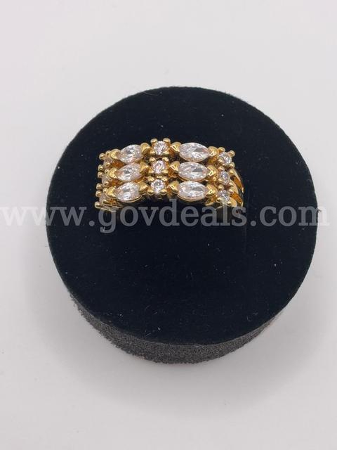 Size 7, CZ, Marquise Cluster, Wedding, Statement Ring, 24K Real Gold Plated