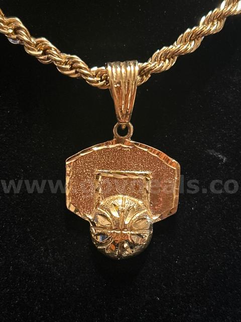 5 mm, 18 Inch , French Rope Chain, W/ Basketball Hoop Pendant 24K Real Gold Filled.