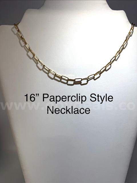 Beautiful, Real 24k Gold Filled, 16 Inch, Paper Clip Style Chain Necklace