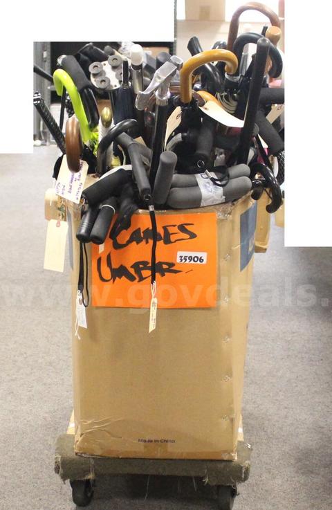 Assorted Handicap Items/Canes/Umbrellas, #35906, **PICK UP ONLY**BOX NOT INCLD**