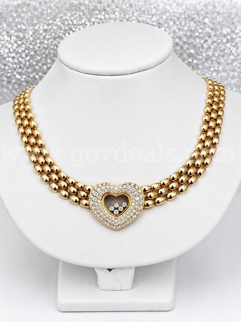 Rare Chopard Geneve 3 Piece Original Necklace/Earrings/paperwork/Necklace Box