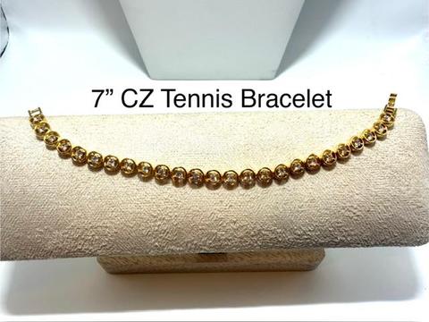Gorgeous, Real 24k Gold Filled, 7 Inch, CZ Tennis Bracelet