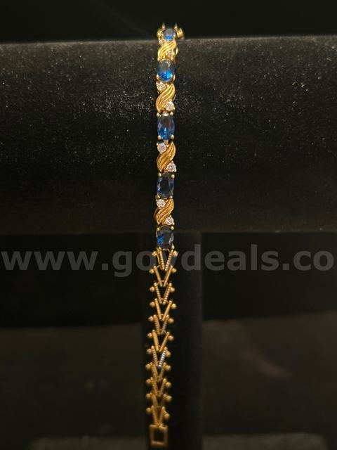 7 Inch, CZ Sapphire Tennis Bracelet, 24K Real Gold Filled.