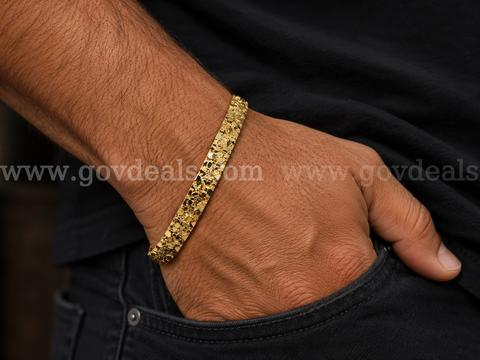 Beautiful 24k Real Gold Filled, 7" 1/2" Wide, Nugget Bracelet.