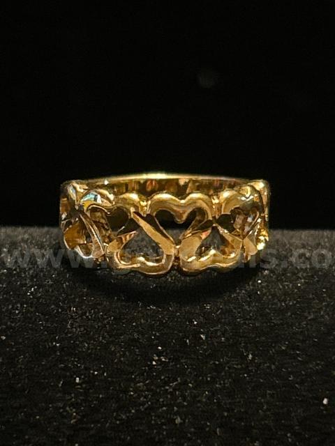 Stunning, Size 4 Heart Link Ring, 24K Real Gold Filled.