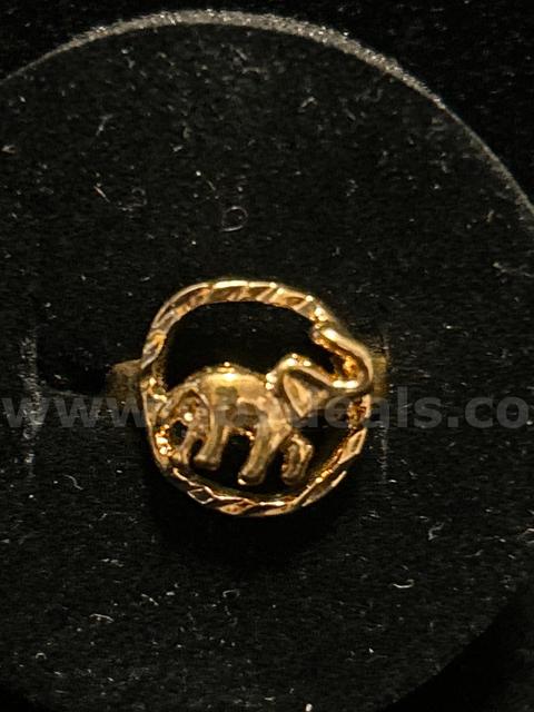 Gold, Size 4, Elephant Ring, 24K Real Gold Filled