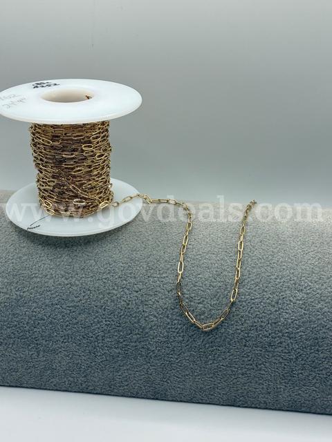 24β9β, Small Paperclip Finished Chain (Footage) 24K Real Gold Filled.