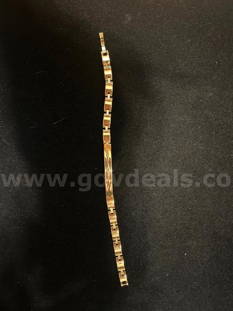 7 3/4β Greek Key Link, Curved Diamond-cut ID 24K Real Gold Filled.