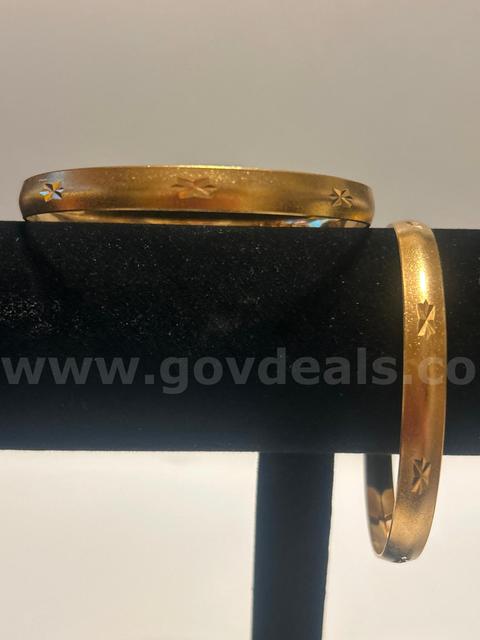 (2) 3” Diameter,  Starburst, Textured Finish , Bangle, 24K Gold Filled.