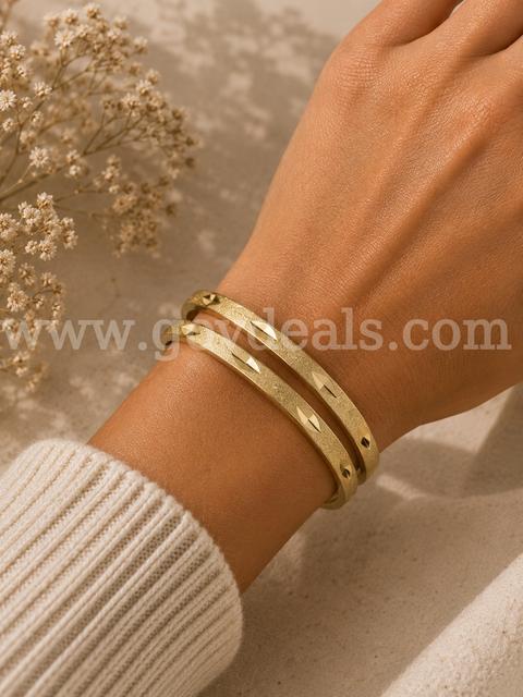 (2) 2 1/2β Diameter, Thin, Bangle, Bracelet, 24K Real Gold Filled.