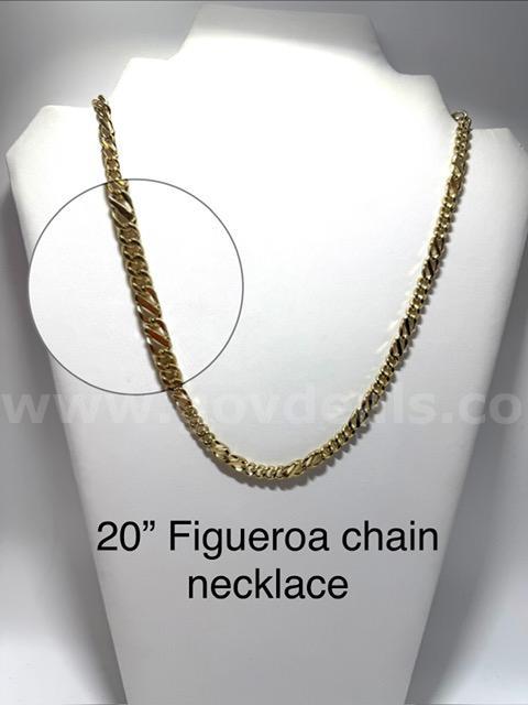 Beautiful, 20 Inch, Real 24k Gold Filled, Italian Figaro Chain Necklace