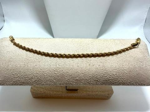 Beautiful, 7 Inch, 4MM Diamond Cut, Real 24k Gold Filled Rope Chain Bracelet