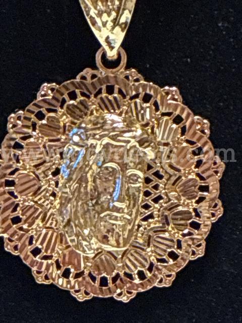 24β, Chain Link Necklace W/ Jesus Pendant, 24K Real Gold Filled.