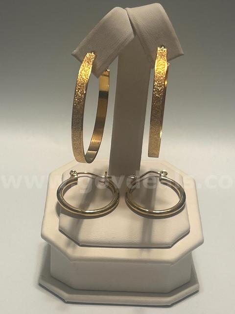 (2)Gorgeous, Large Textured Hoop Earrings and Small Hoop Earrings, 24K Gold Filled