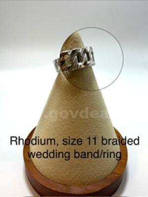 Beautiful, Rhodium Clad (Silver), Size 11, Braided Wedding Band/Ring
