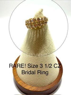 Rare, Ladies,  Size 3 1/2, CZ Bridal Ring, 24k Real Gold Filled