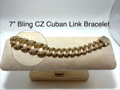 Gorgeous, 7 Inch, CZ Bling Bling, Cuban Link Bracelet, 24k Real Gold Filled