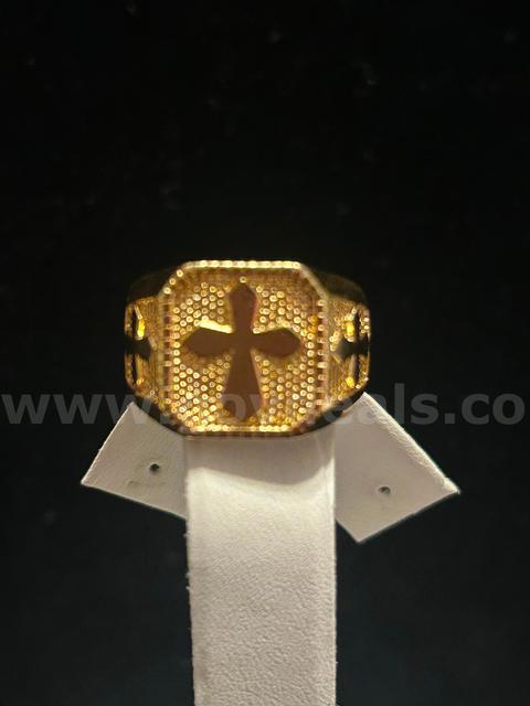 Size 13.5, Men’s Cross Ring, 24K Gold Filled