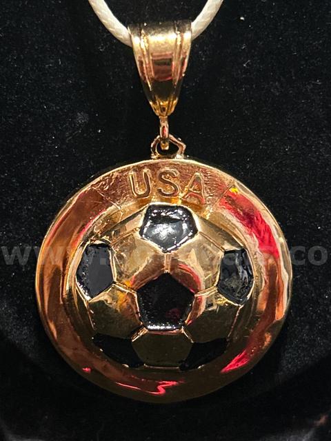 New, USA, Soccer Ball Pendant W/ White  Cord Necklace