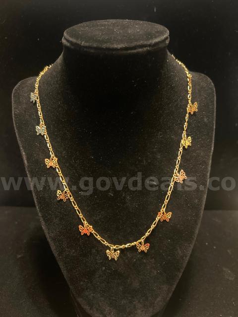 18” Butterfly Link Necklace. 24k Gold Filled.