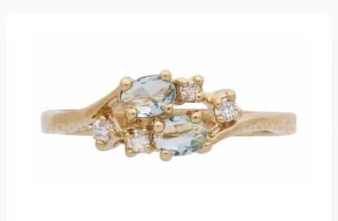 Size 10.5, Ladies, CZ, March Birthstone Ring. 24k Real Gold Filled.