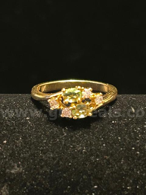 Size 4.5, Ladies, CZ, Aug. Birthstone Ring. 24k Real Gold Filled.