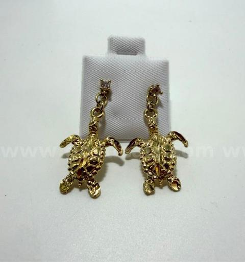 Beautiful, CZ, Diamond Cut Turtle Earrings, 24k Real Gold Filled