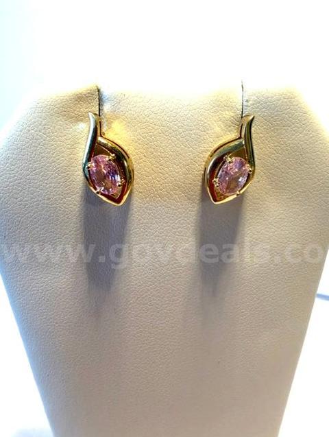 Gorgeous, Pink CZ (October) Birthstone Earrings, 24k Real Gold Filled