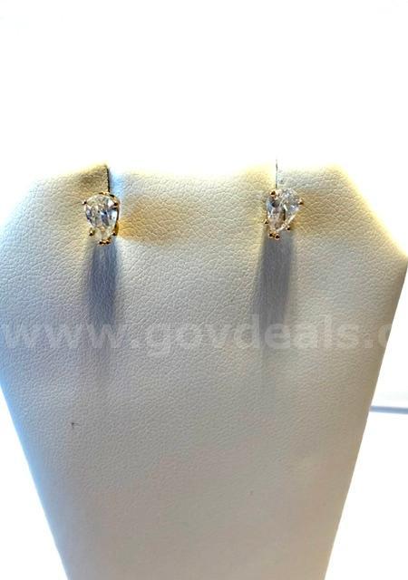 Gorgeous, CZ  Pear-Shaped, Solitaire Earrings, 24k Real Gold Filled