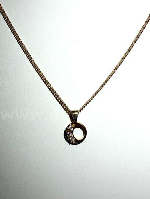 Beautiful, 22 Inch, Curb Link Necklace, W/CZ “O” Initial Pendant, 24k Real Gold Filled