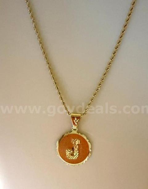 Gorgeous 4MM, 24",Diamond Cut Rope Necklace, W/"J" Initial Medallion, 24k Real Gold Filled