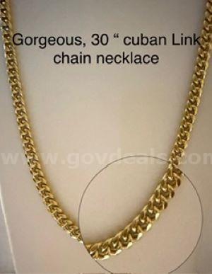Gorgeous, Heavy, 30 Inch, Cuban Link Chain Necklace, 24k Real Gold Filled