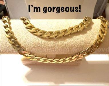 Gorgeous, Heavy, 22 Inch, Italian Figaro Chain Necklace, 24k Real Gold Filled