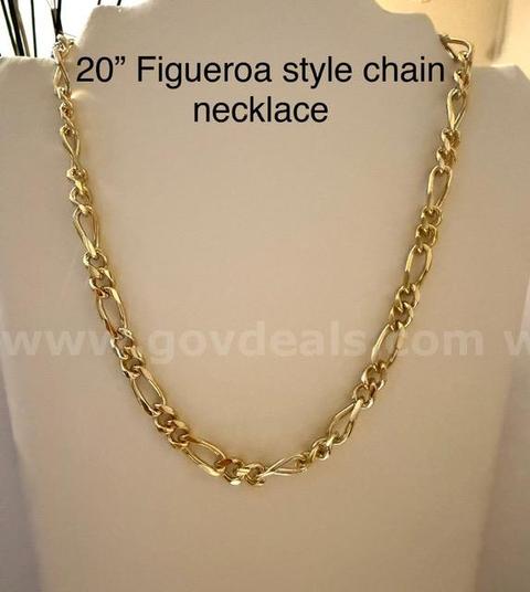 Gorgeous, 20 Inch, Italian Figaro Chain Necklace, 24k Real Gold Filled