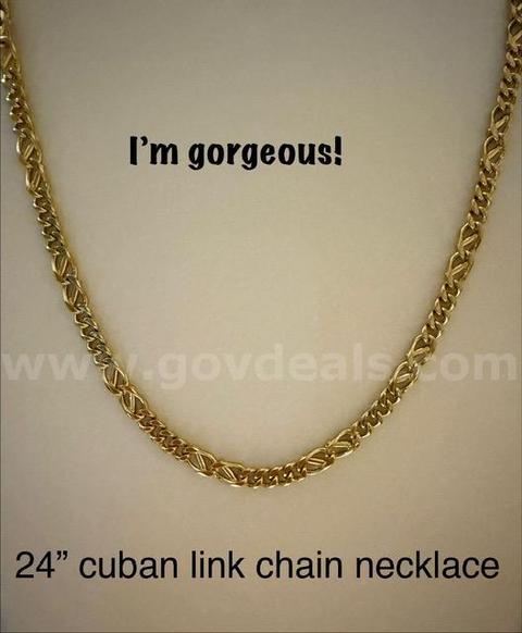 Gorgeous, 24 Inch, Unique Cuban Link Chain Necklace, 24k Real Gold Filled