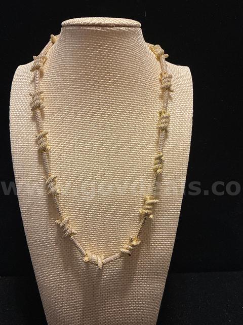 18Inch, Iced-Out Knot Station Necklace, 2oz, 24K Real Gold Plated FREE SHIPPING WITH BUY NOW