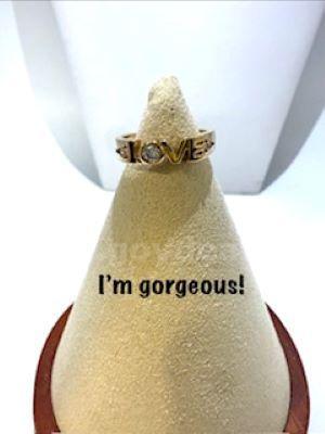 Gorgeous, Size 5, Ladies, 24k Real Gold Filled, CZ, Love Ring
