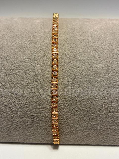 7” Bar Link CZ Tennis Bracelet 24K Real Gold Filter