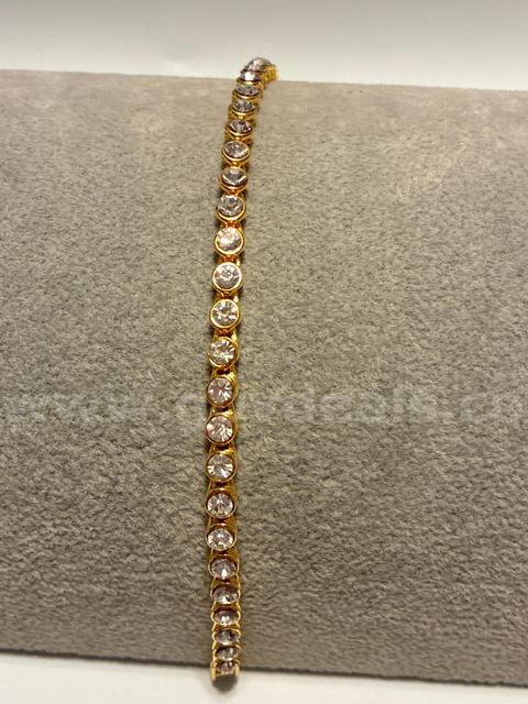 Dazzling, 7” CZ Textured Tennis Bracelet 24K Gold Filled