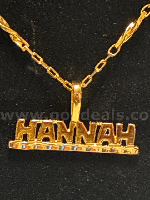 “Hannah” Pendant W/ Dainty Rolo Necklace. 24K Real Gold Filled.