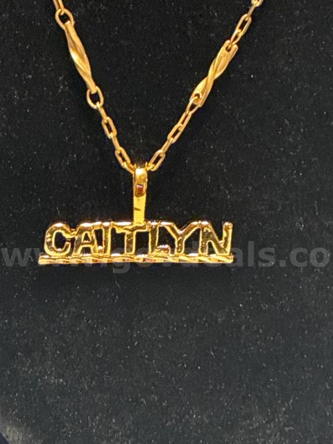 “Caitlyn” Pendant W/ 18” Rolo Necklace. 24K Real Gold Filled.