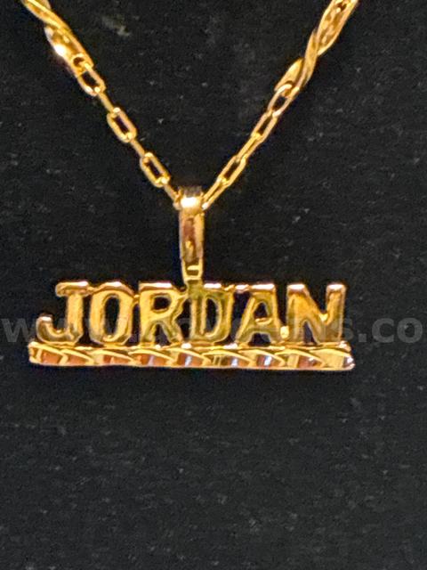 “Jordan” Pendant W/ 20” Dainty Rolo Necklace. 24K Real Gold Filled