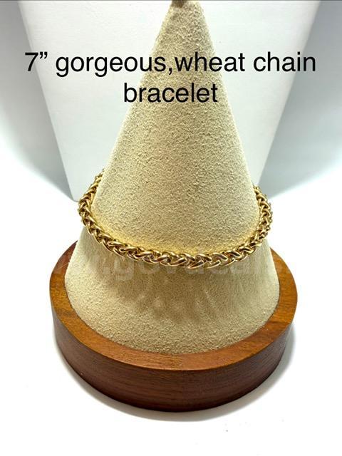 7”, Gorgeous Byzatine Chain Bracelet, 24k Real Gold Filled