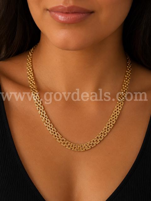 Beautiful! 20” Medium Panther Link Necklace 24K Real Gold Filled.